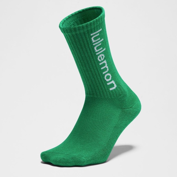 NWT Sz L UNISEX DAILY ESSENTIAL CREW SOCKS WORDMARK - Raceway Green - Lululemon - Picture 3 of 9